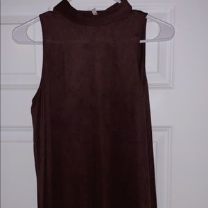 Brown velvet flowy sleeveless dress